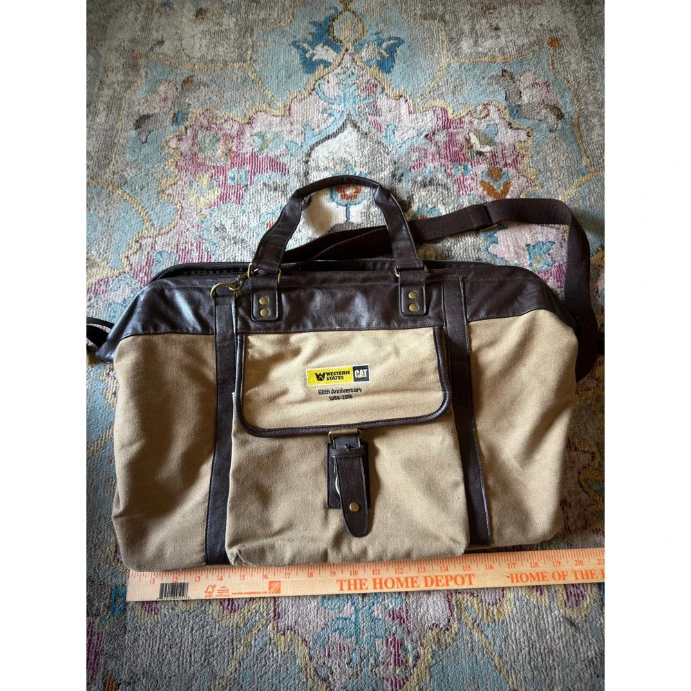 Caterpillar 60th Anniversary Duffel Bag Tan Brown Mens Large